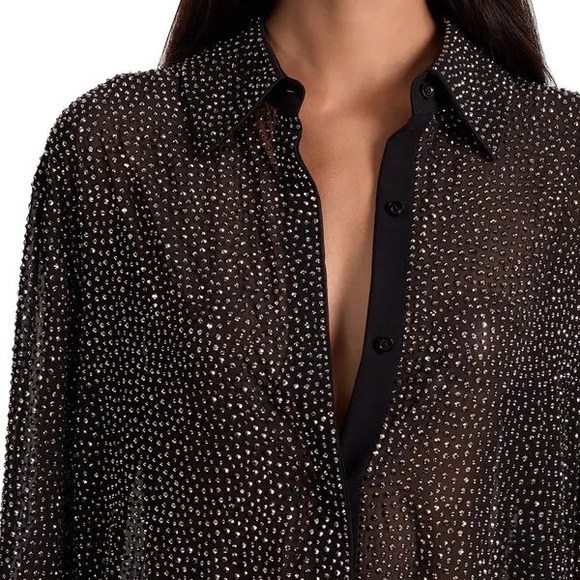 Alice + Olivia Crystal Embellished Oversized Button Down Size XS NWT - Picture 15 of 16